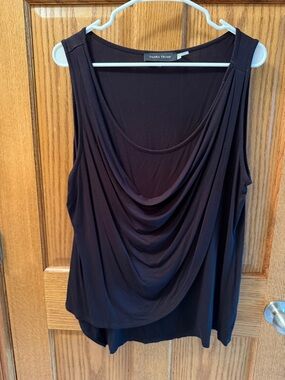Ivanka Trump xl Black Draped Sleeveless Tank